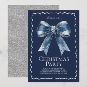 Convites Festa de Natal Elegante XL Arco Blue Silver Glitte