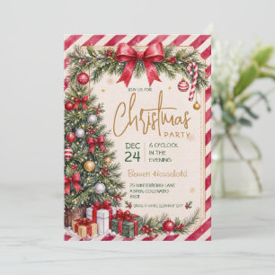 Convites Festa de Natal em Aquarela Festiva Vintage