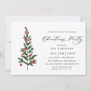 Convites Festa de Natal em Árvore de Pinheiros com Aquarela