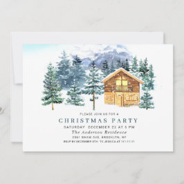 Convites Festa de Natal em Árvore de Pinheiros com Aquarela
