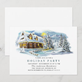 Convites Festa de Natal em Árvore de Pinheiros com Aquarela