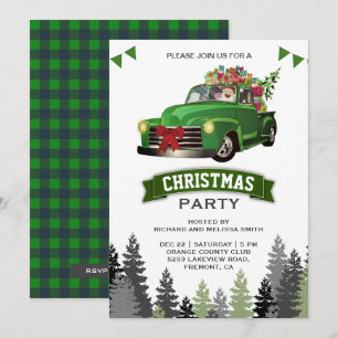 Convites Festa de Natal em Caminhão Verde Vintage