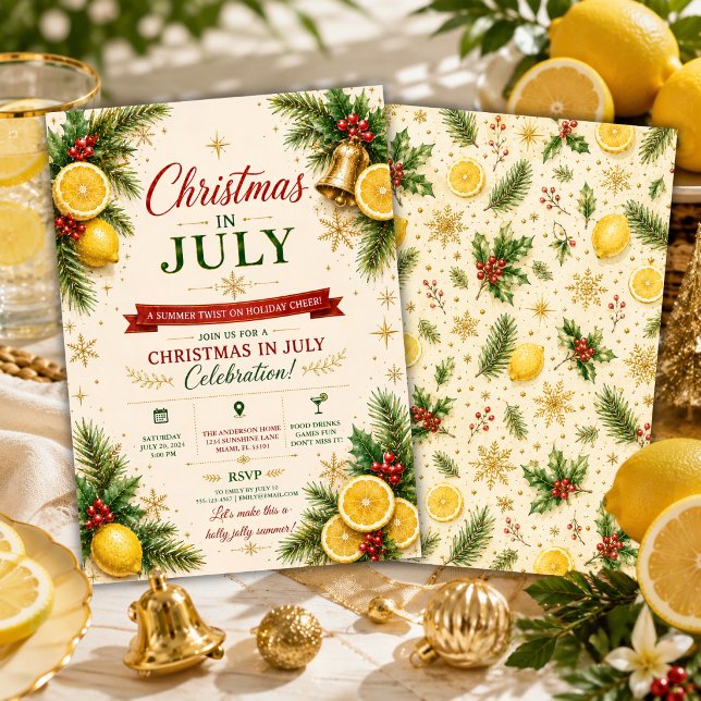 Convites Festa de Natal em Julho com Citrinos (Criador carregado)