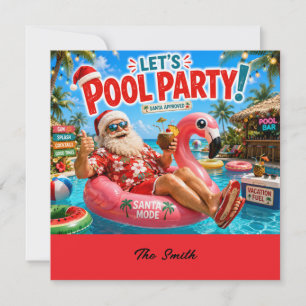 Convites Festa de Natal em Julho na Piscina com Papai Noel