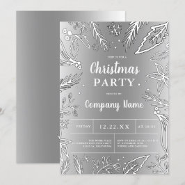 Convites Festa de Natal em metal prata corporativa