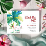 Convites Festa de Natal em Praia Papais noeis de Palmeiras<br><div class="desc">Os convites bonitos de Natal de praia apresentam uma palmeira aquarela com um Papai Noel em uma camisa rosa flamingo segurando um presente. As palavras "Festa de Beachmas" são colocadas em letras divertidas. Uma escolha encantadora para uma festa de férias sobre temas tropicais. Arte e design de aquarela únicas de...</div>