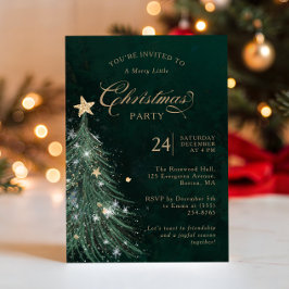 Convites Festa de Natal em Verde Elegante e Dourado
