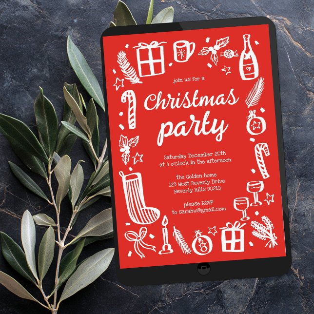 Convites Festa de Natal em Whimssic - Personalizada (Whimsical Christmas Holiday Party Cute Custom Invitation
Digital DOwnload evite)