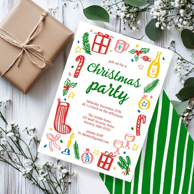 Convites Festa de Natal em Whimssic - Personalizada (Whimsical Christmas Holiday Party Cute Custom Invitation
)