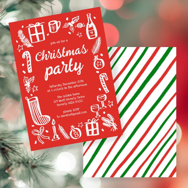Convites Festa de Natal em Whimssic - Personalizada (Whimsical Christmas Holiday Party Cute Custom Invitation
)