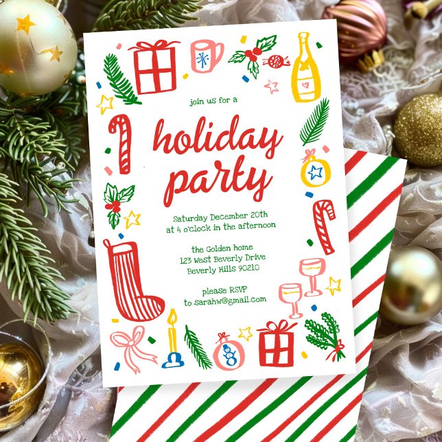 Convites Festa de Natal em Whimssic - Personalizada (Whimsical Christmas Holiday Party Cute Custom Invitation
)