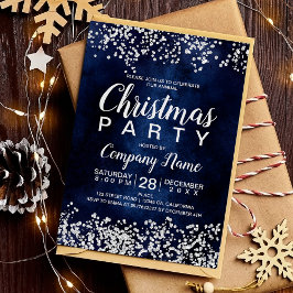 Convites Festa de Natal empresarial azul da Marinha de Prat
