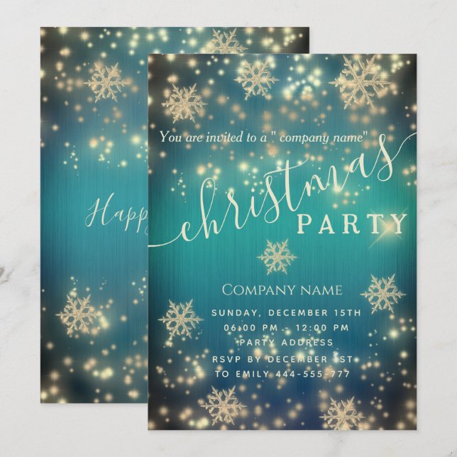 Convites Festa de Natal empresarial de luxo (Frente/Verso)