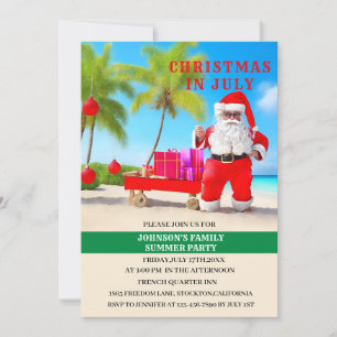 Convites Festa de Natal Engraçada em Julho de Verão 