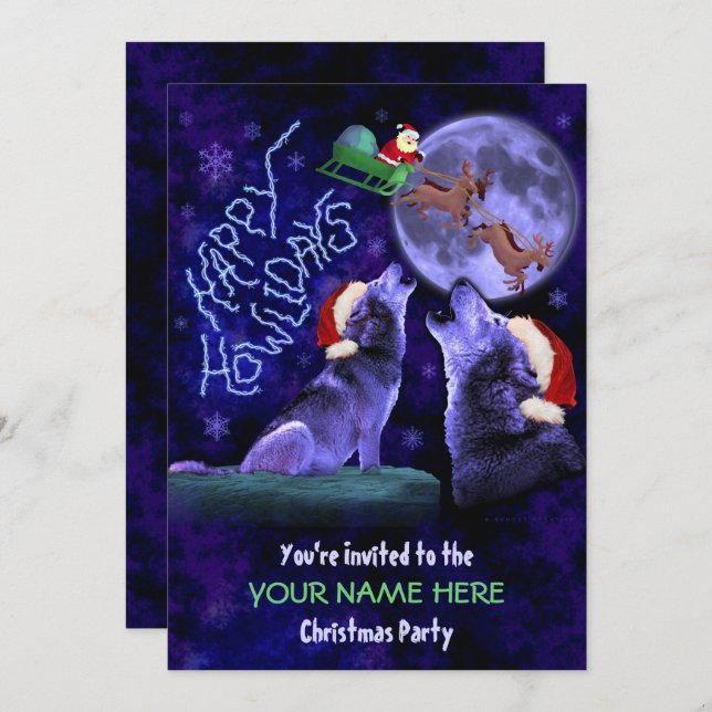 Convites Festa de Natal Engraçada O Suéter Feio Wolf Pun (Frente/Verso)