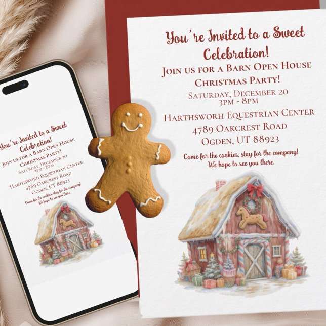 Convites Festa de Natal Equestre  (Invite your boarders and clients to a festive barn open house with this charming Christmas invite!)
