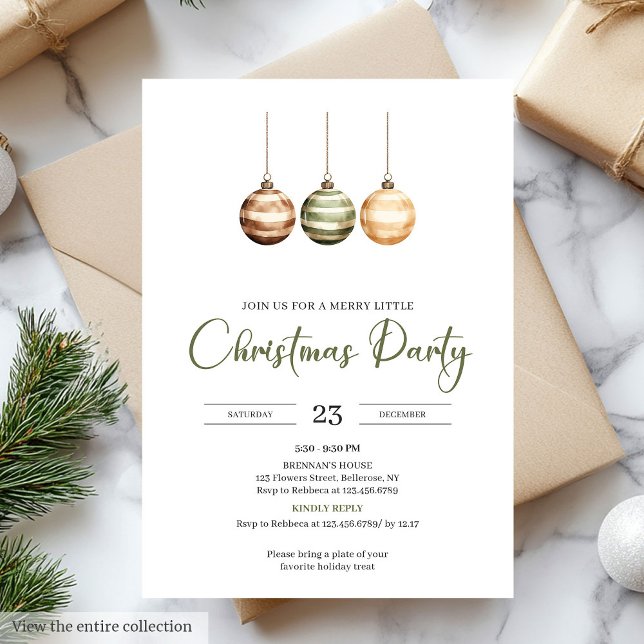 Convites Festa de Natal Escandinava em Marfim Sage Neutro (Neutral Sage Ivory Scandinavian Christmas Party

)