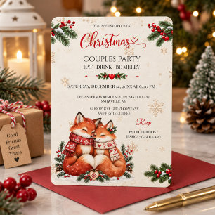 Convites Festa de Natal Escandinavo para Casais Cozy Fox