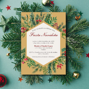 Convites Festa de Natal Espanhola Clássica Chique Fofa Nata
