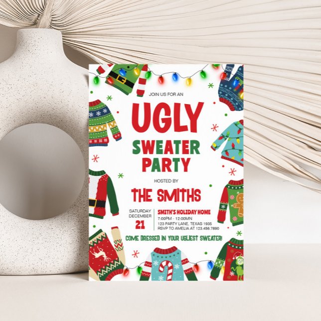 Convites Festa de Natal Feia (Ugly Sweater Christmas Party Invitation)