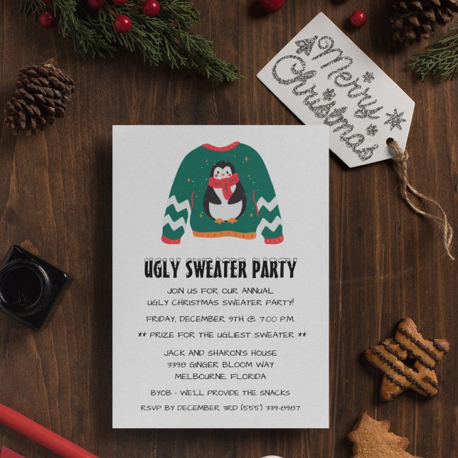 Convites Festa de Natal Feia (Ugly Christmas Sweater Christmas Party Invitation)