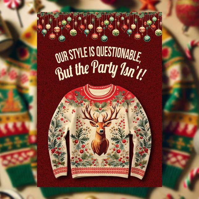 Convites Festa de Natal Feia (Join us for holiday fun! Wear your ugliest sweater at your favorite holiday party!)