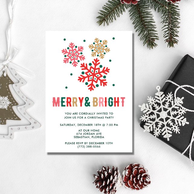 Convites Festa de Natal feliz Bright (Merry Bright Christmas Holiday Party Invitation)