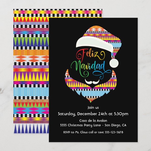 Convites Festa de Natal Feliz Navidad Santa Claus (Frente/Verso)