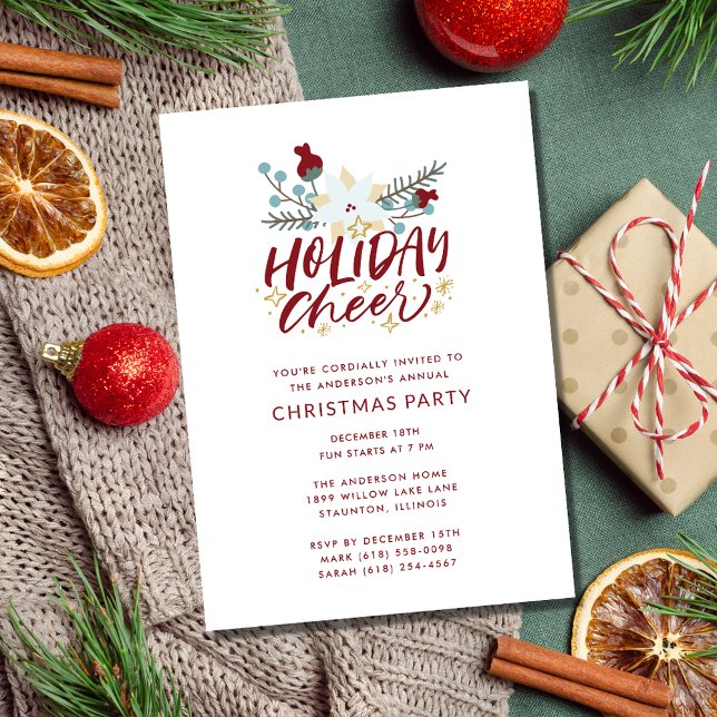 Convites Festa de Natal Feriado Cheque (Christmas Holiday Party Holiday Cheer Invitation)