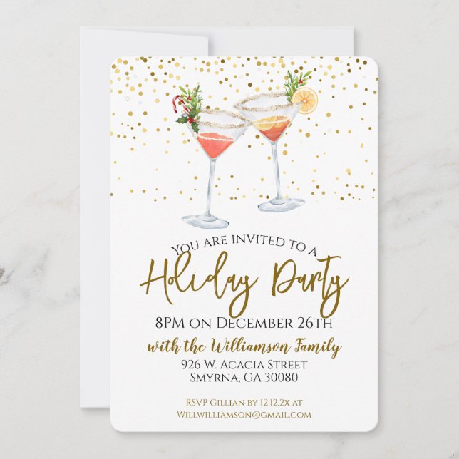 Convites Festa de Natal Festiva Coquetel (Frente)