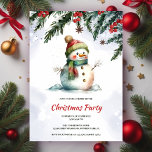 Convites Festa de Natal Festiva Cute Snowman<br><div class="desc">Convite de festas de Natal com Aquarela. Este design delicioso apresenta um adorável boneco de neve,  vestindo um chapéu e um cachecol acolhedor,  cercado por decorações festivas. A expressão alegre e as cores vibrantes dão o tom perfeito para uma festa alegre.</div>