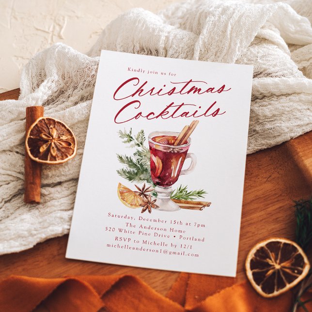 Convites Festa de Natal Festivo de Cocktails Feriado (Criador carregado)