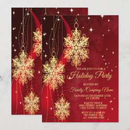 Convites Festa de Natal Flocos de Neve do Ouro Vermelho