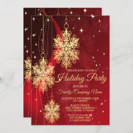 Convites Festa de Natal Flocos de Neve do Ouro Vermelho