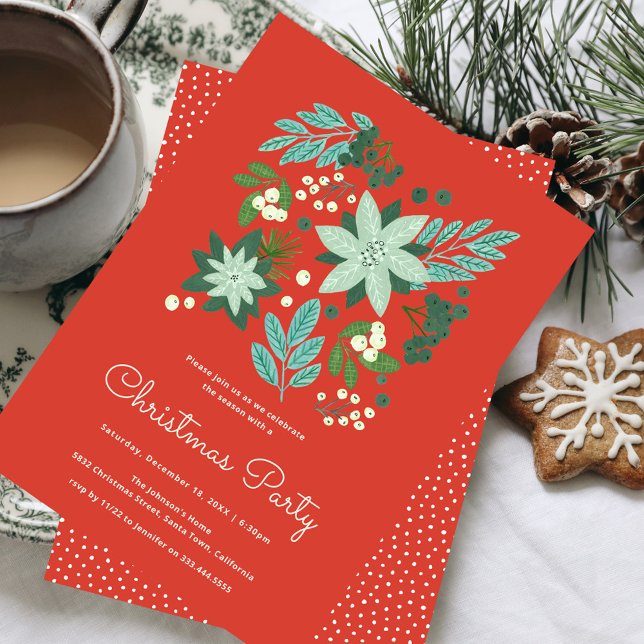 Convites Festa de Natal Floral (Floral Christmas Party Invitation)