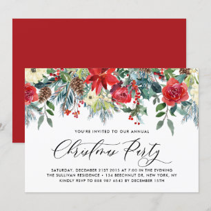 Convites Festa de Natal Floral de Garland Floral