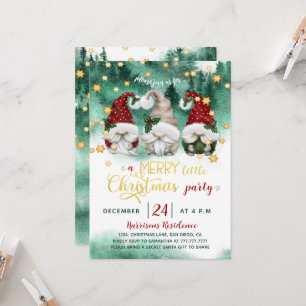 Convites Festa de Natal Floresta Gnome Caprichosa Evergreen