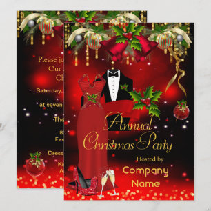 Convites Festa de Natal Formal Corporativa Vermelha