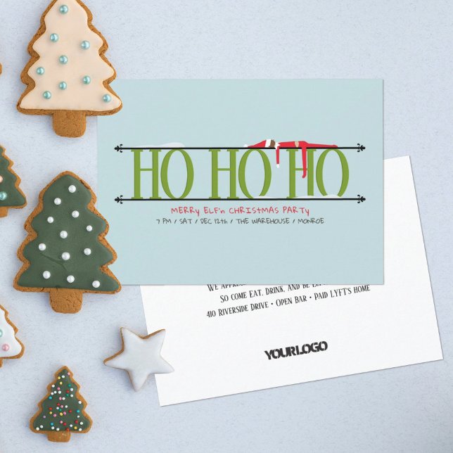 Convites Festa de Natal Funcionarios do Elf Verde e Azul Sh (Criador carregado)