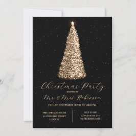 Convites Festa de Natal Glam Dourado Tree Sparkle