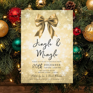 Convites Festa de Natal Gold Jingle & Mingle Arco & Neve