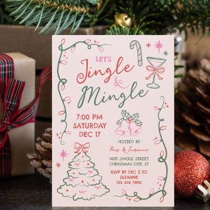 Convites Festa de Natal Hand-Drawn Doodles Mingle & Jingle