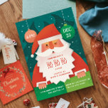 Convites Festa de Natal Ho Ho | Feriado de Papais noeis bon<br><div class="desc">Celebre a temporada em estilo com este lindo convite de festas de Natal festivo apresentando uma ilustração animada de Papais noeis e uma risada "Ho Ho" brincalhona. Perfeito para encontros familiares, festas de escritório, festas de férias de crianças ou comemorações de inverno. Disponível como cartão impresso profissionalmente ou download digital...</div>