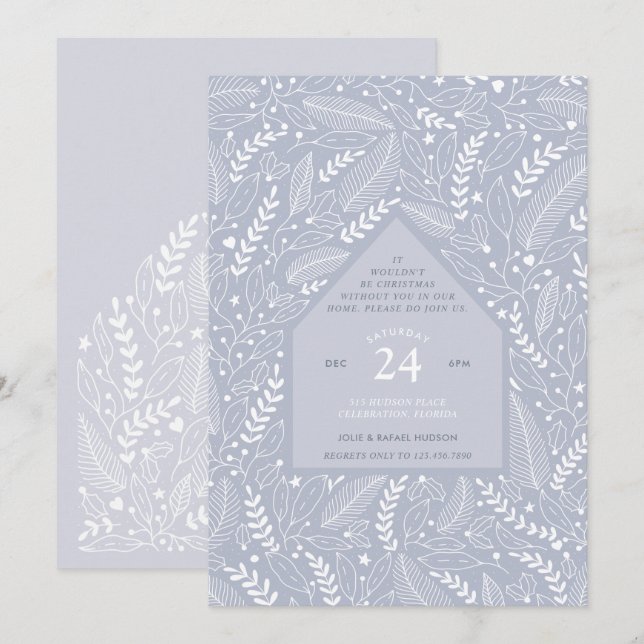 Convites Festa de Natal Holiday Home (Frente/Verso)