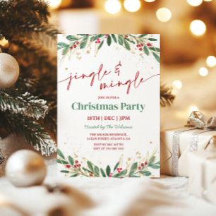 Convites Festa de Natal Holly Jingle and Mingle