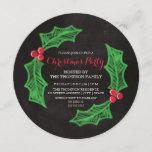 Convites Festa de Natal Holly Wreath Chalkboard<br><div class="desc">Um convite encantador para uma festa de Natal,  com o texto dentro de um juramento sagrado.</div>