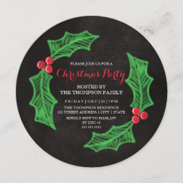Convites Festa de Natal Holly Wreath Chalkboard