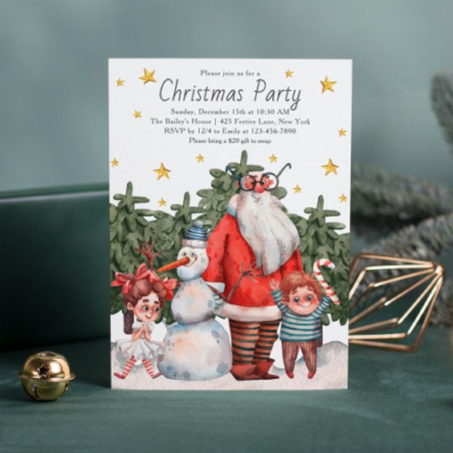 Convites Festa de Natal Infantil com Papai Noel e Boneco de (Criador carregado)