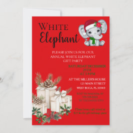 Convites Festa de Natal infantil Elefante Branco Moderno 