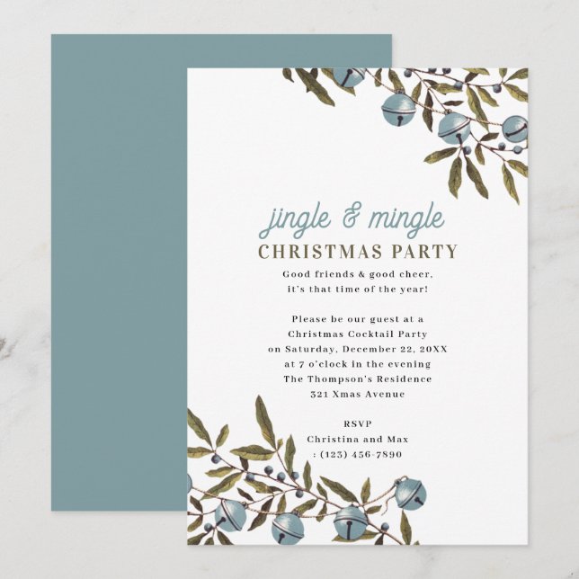 Convites Festa de Natal Jingle and Mingle (Frente/Verso)